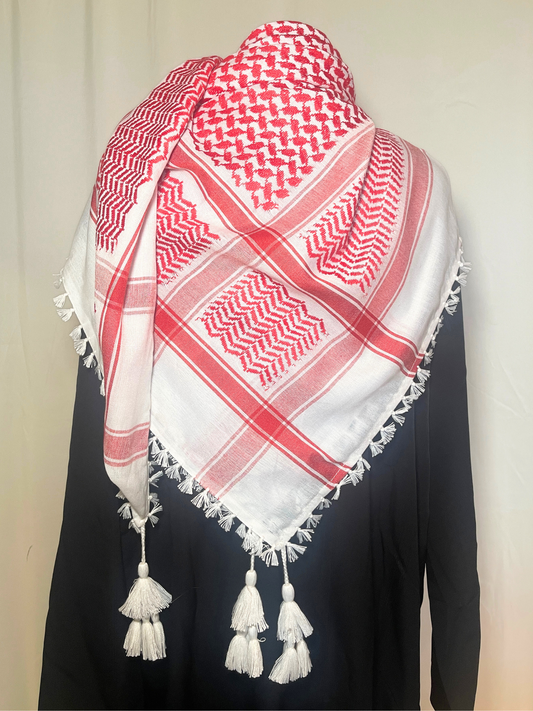 Jordanian Keffiyeh - Red and White Color